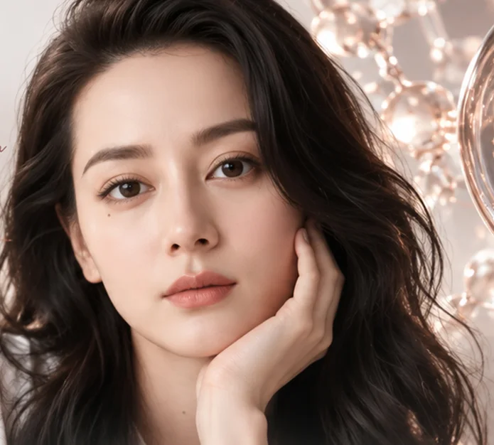 Model skincare dengan kulit wajah sehat dan terhidrasi